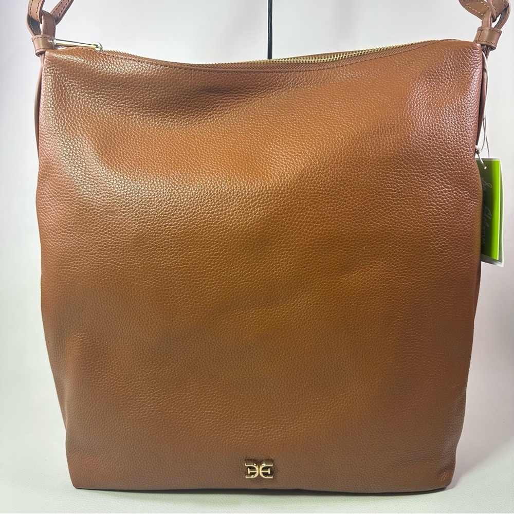 NEW SAM EDLEMAN BAY LARGE CHAINLINK HOBO CARAMEL LEATHER SHOULDER BAG HOBO NWT!! - Picture 5 of 15